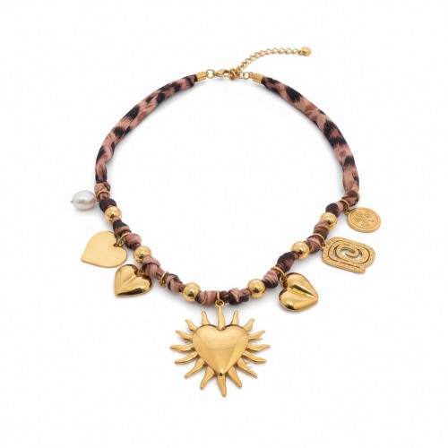 Κολιέ  με μενταγιόν ήλιος και φυλαχτά