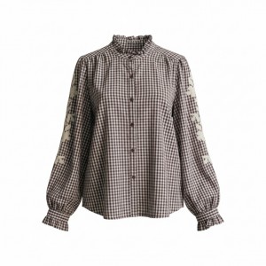 Πουκάμισο  καρό με κέντημα στα μανίκια