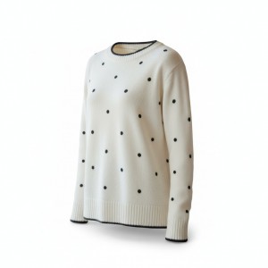 Μπλούζα πλεχτή  με  κέντημα μαύρο πουά