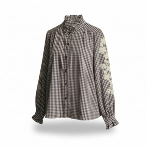 Πουκάμισο  καρό με κέντημα στα μανίκια