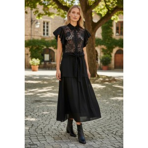 πουκάμισο δαντελλένιο με βολάν μανίκια και δέσιμο εμπρός Limited Collection  