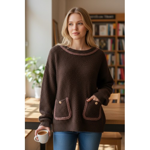 μπλούζα πλεχτή με τσέπες